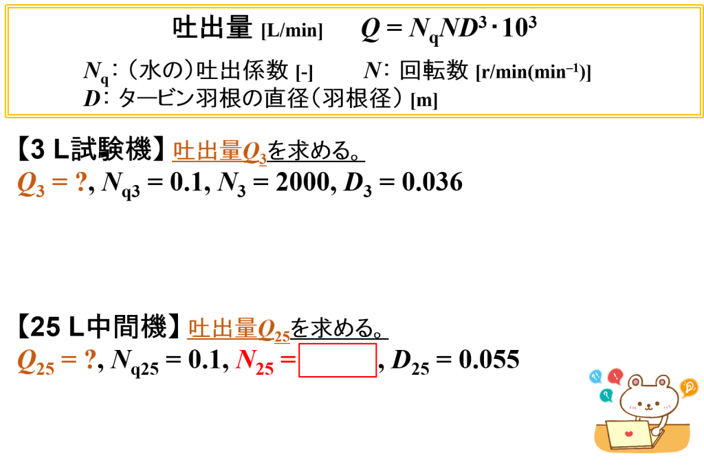 ホモミキサーの計算例⑸（1.5 L → 15 L仕込み・吐出量）