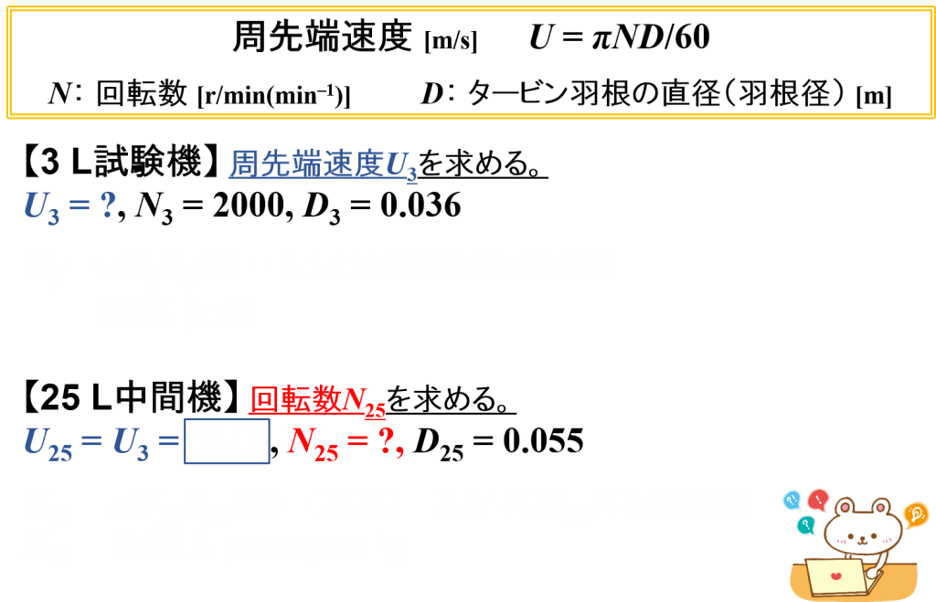 ホモミキサーの計算例⑷（1.5 L → 15 L仕込み・周先端速度）