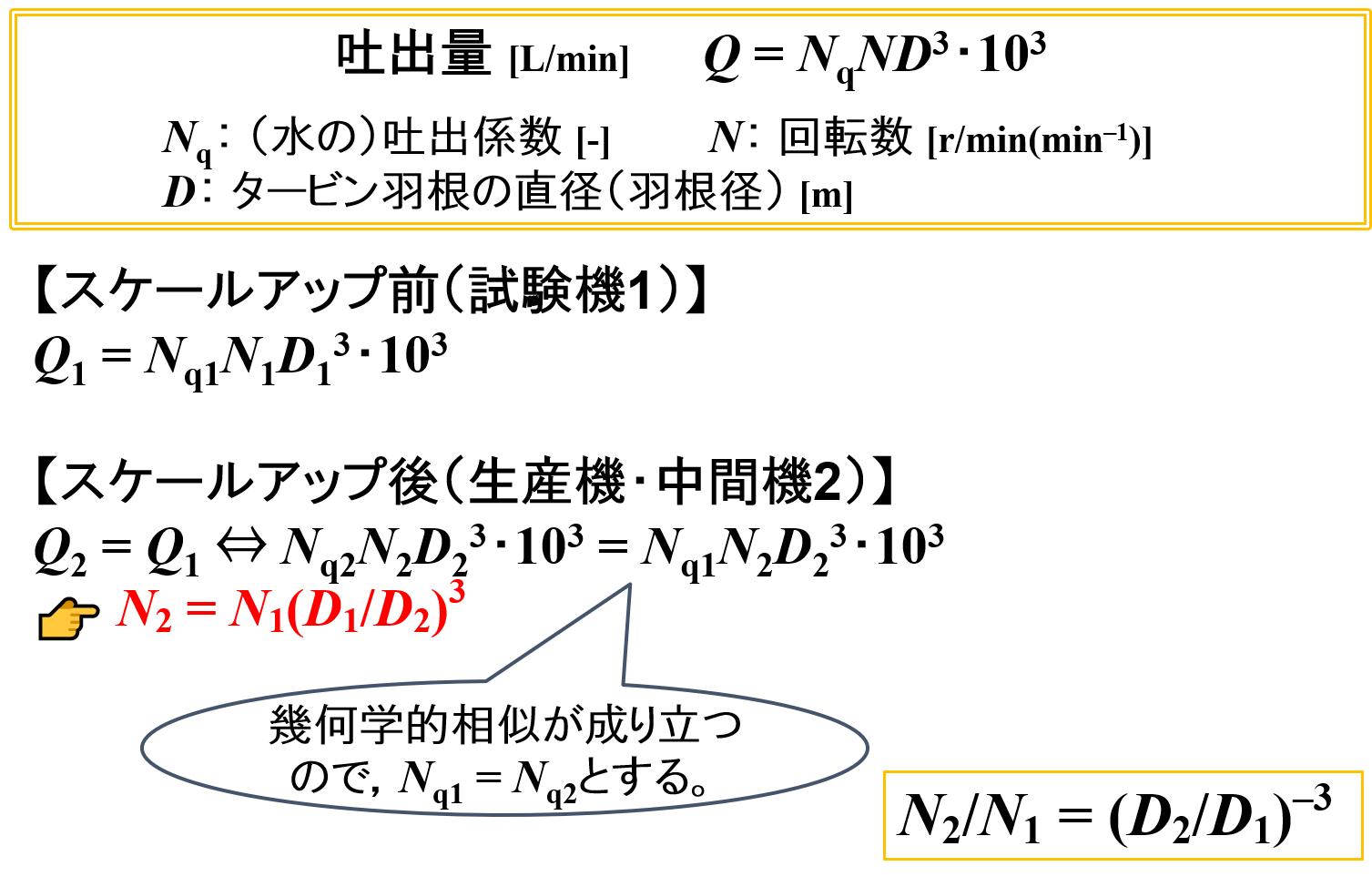 “吐出量一定”の一般式としての表し方