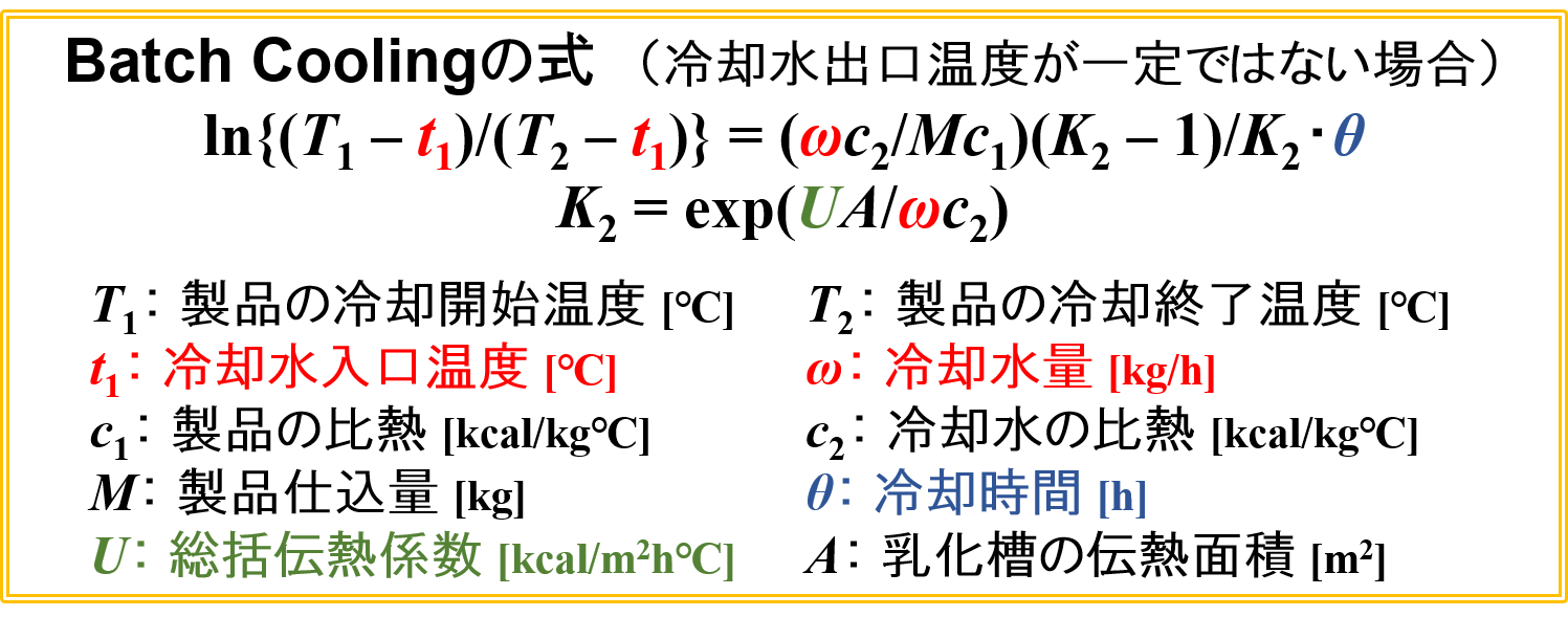 Batch Coolingの式