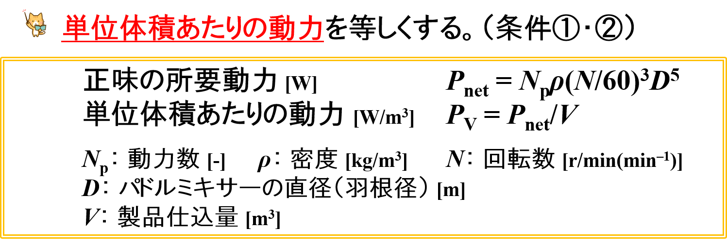 混合を制御するための計算（推算）式（条件①・②）